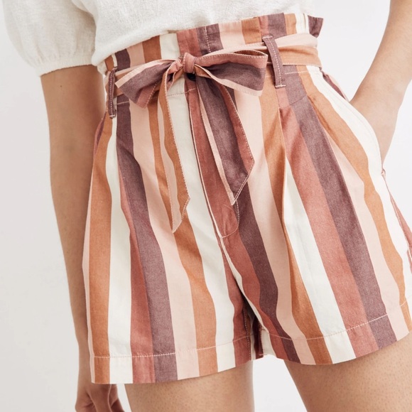 Madewell Paperbag Shorts in Rainbow Stripe 14 - Picture 3 of 7